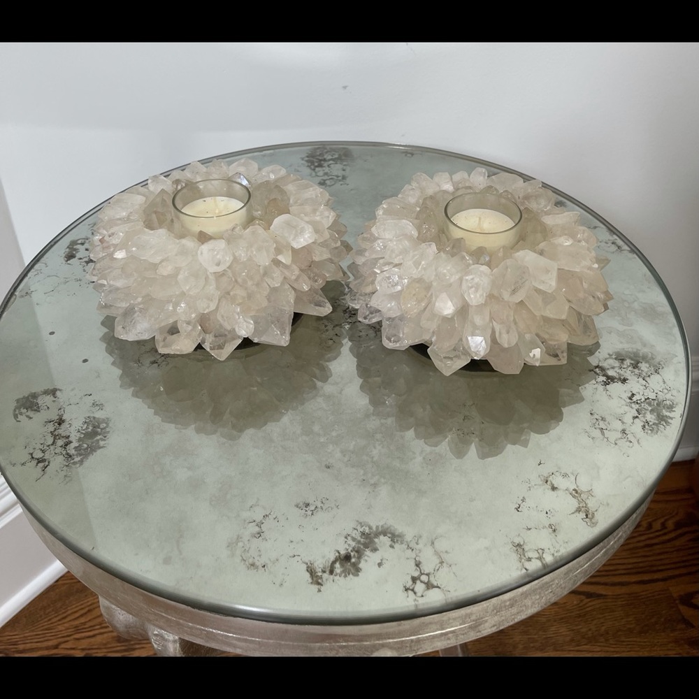 Elegant Crystal Candle Holders - Clear